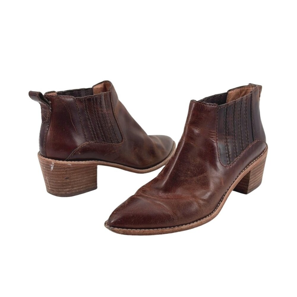 Madewell Bonham Chelsea Ankle Boots Brown Leather Pull On Womens Size 8 Western